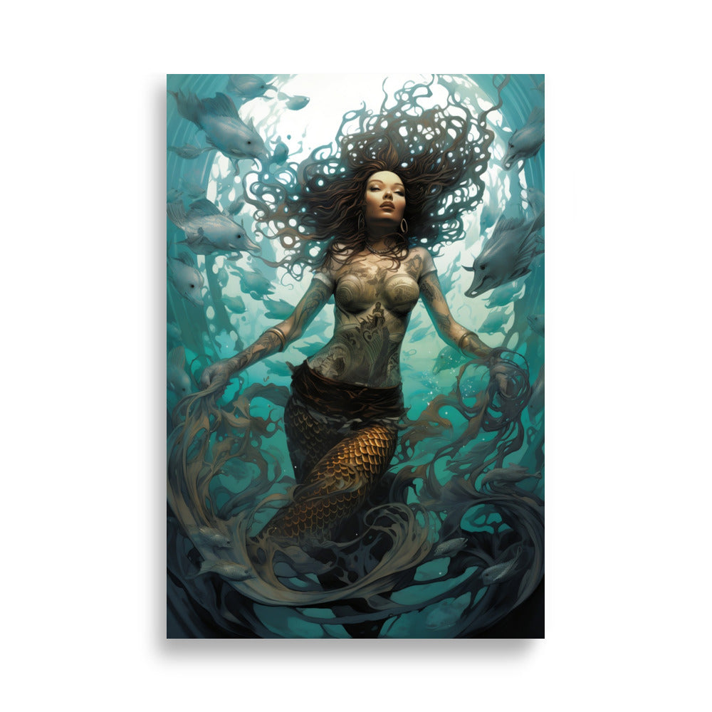Tattooed Mermaid poster - Posters - EMELART