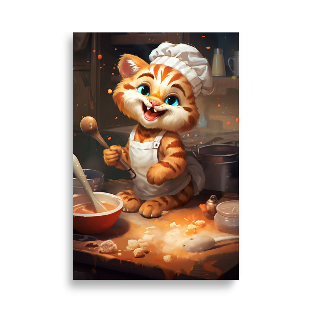 Cute tiger cooking poster - Posters - EMELART