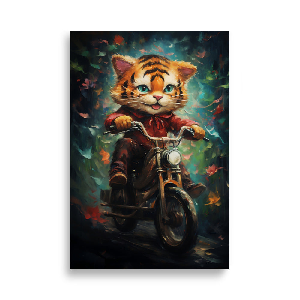 Tiger riding bike poster - Posters - EMELART