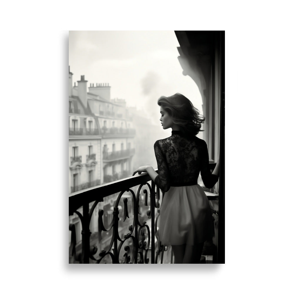 Woman on a balcony in Paris poster - Posters - EMELART