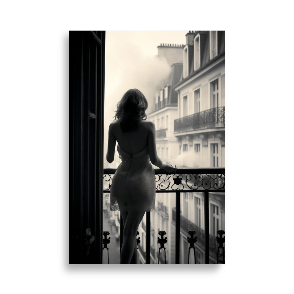 Woman on a balcony in Paris poster - Posters - EMELART