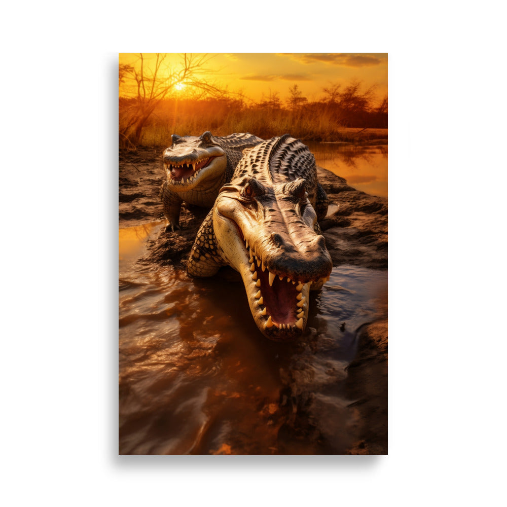 Crocodiles in sunset poster - Posters - EMELART