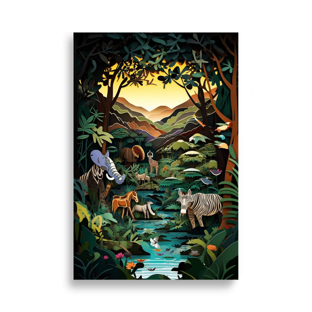 Jungle in paper cut style poster - Posters - EMELART