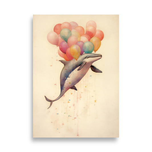 Whale with balloons poster - Posters - EMELART