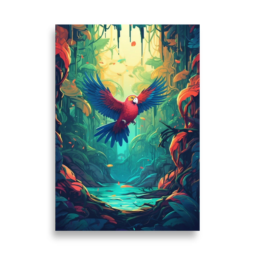 Parrot in the jungle poster - Posters - EMELART