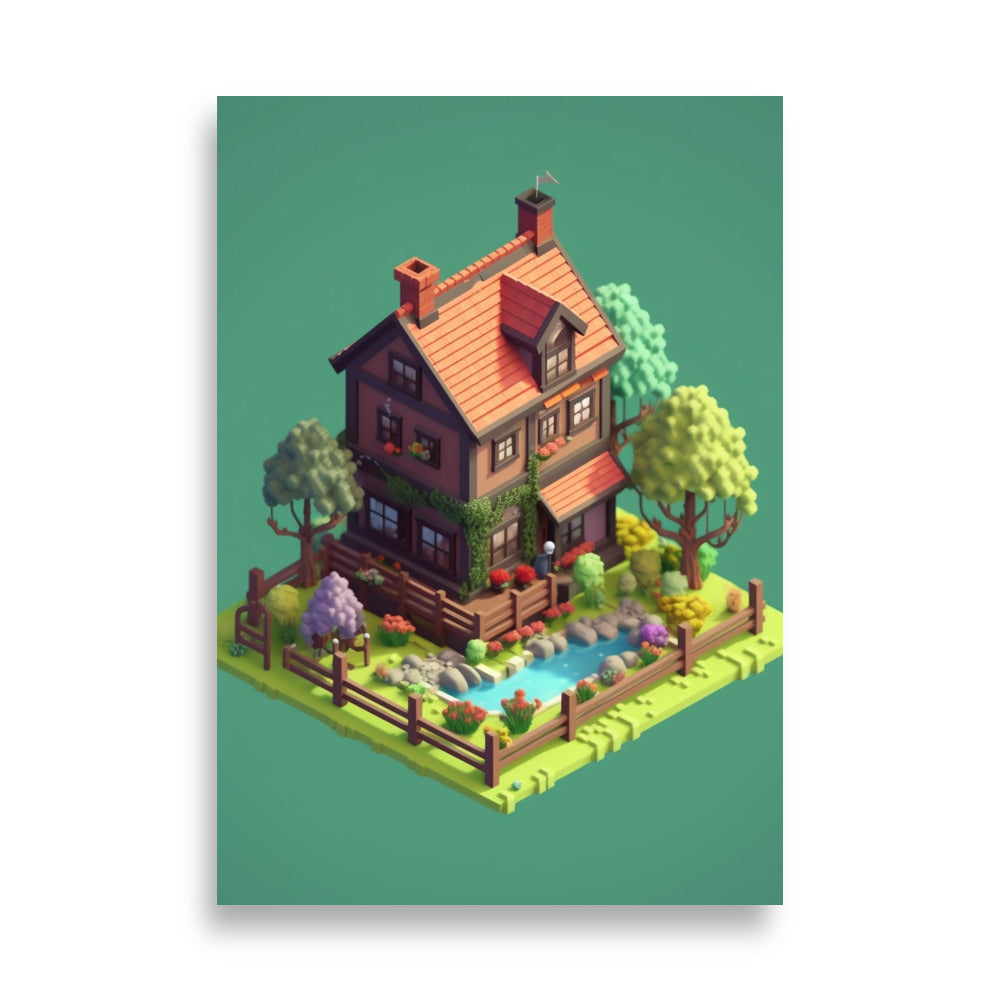 Farmhouse on a square poster - Posters - EMELART