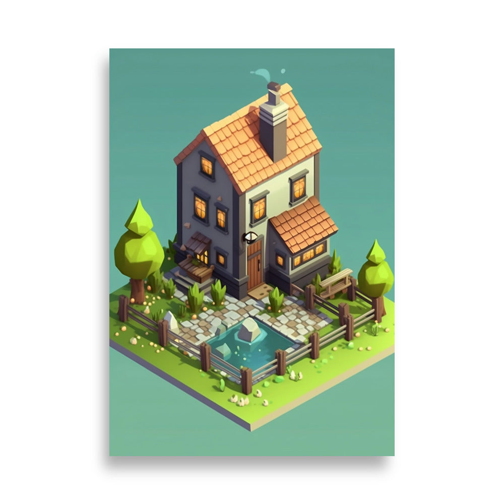 Farmhouse on a square poster - Posters - EMELART