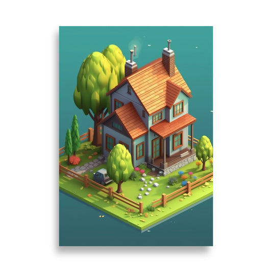 Farmhouse on a square poster - Posters - EMELART