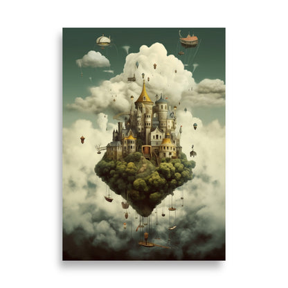 World floating in the sky poster - Posters - EMELART