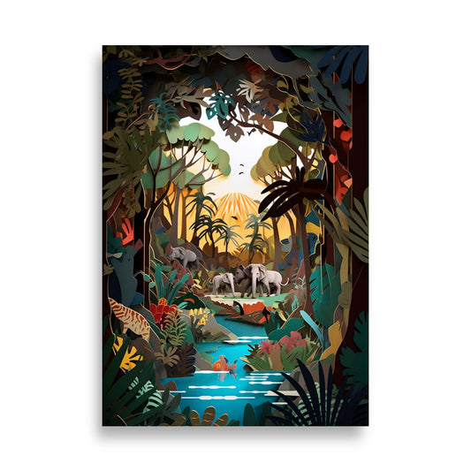 Jungle in paper cut style poster - Posters - EMELART