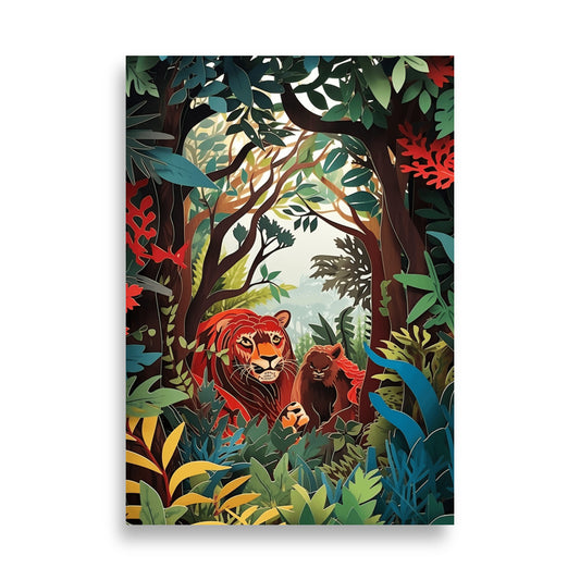 Jungle in paper cut style poster - Posters - EMELART