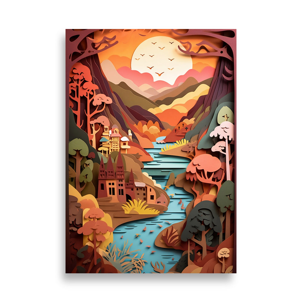 Landscape in paper cut style poster - Posters - EMELART