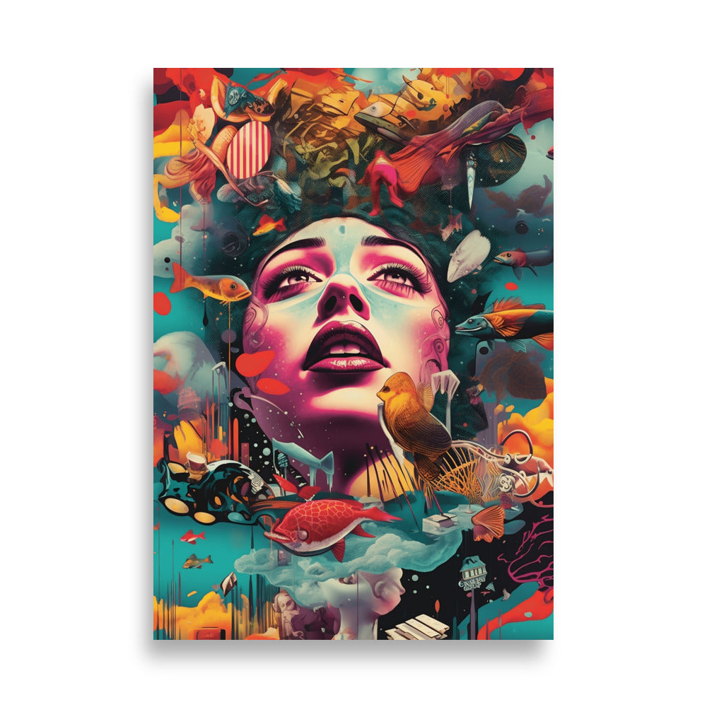 Girl drowning in thoughts poster - Posters - EMELART