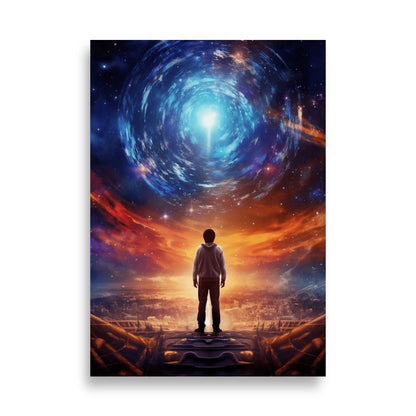 Boy looking into galaxy poster - Posters - EMELART