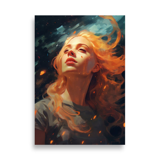 Girl looking into sun poster - Posters - EMELART