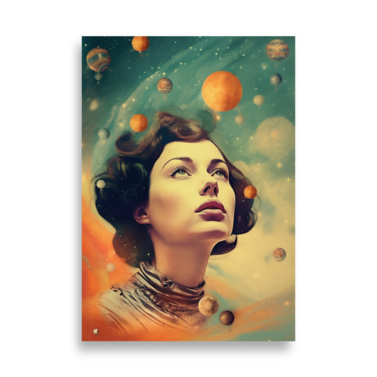 Girl surrounded by universe poster - Posters - EMELART