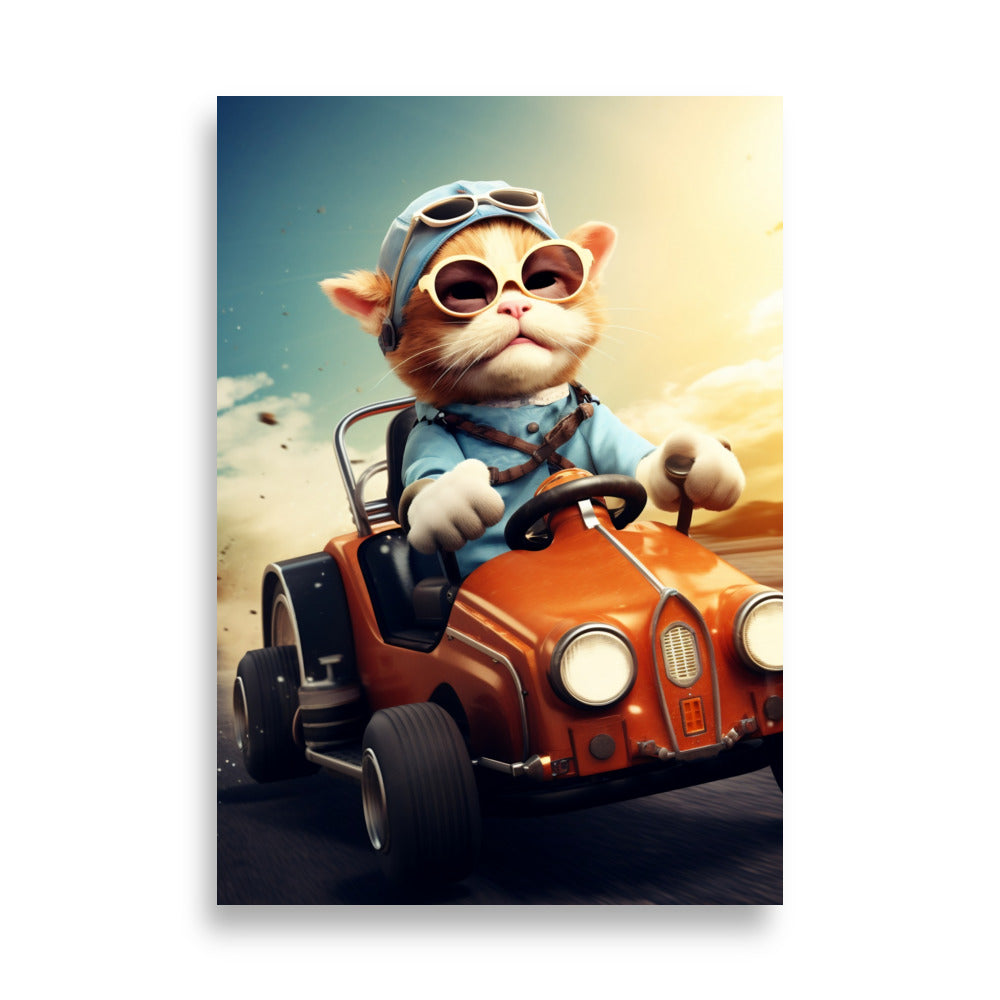 Cat driving a car poster - Posters - EMELART