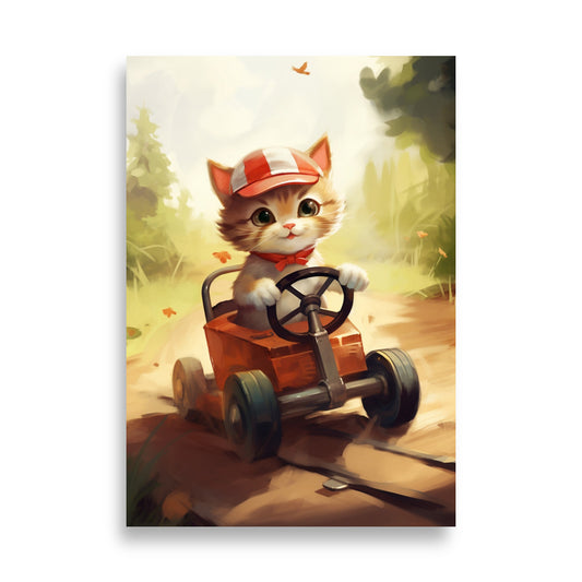 Cat driving a car poster - Posters - EMELART