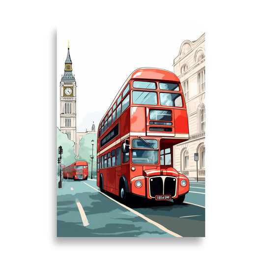 Red bus - London poster - Posters - EMELART