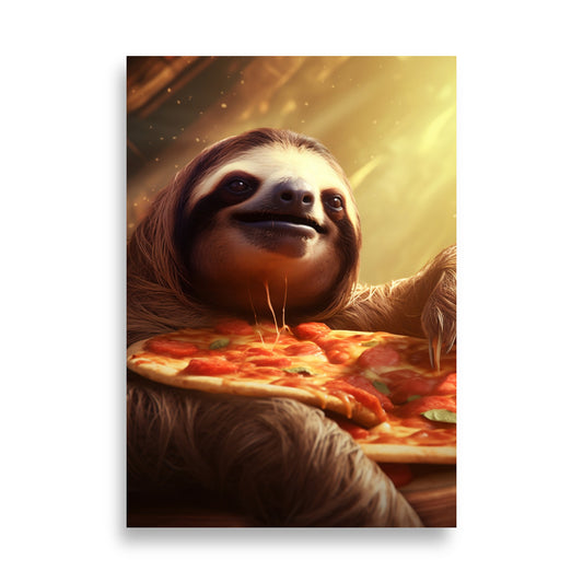 Pizza-loving Sloth poster - Posters - EMELART