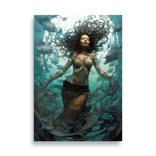 Tattooed Mermaid poster - Posters - EMELART