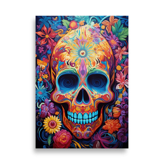 Technicolor Skull poster - Posters - EMELART