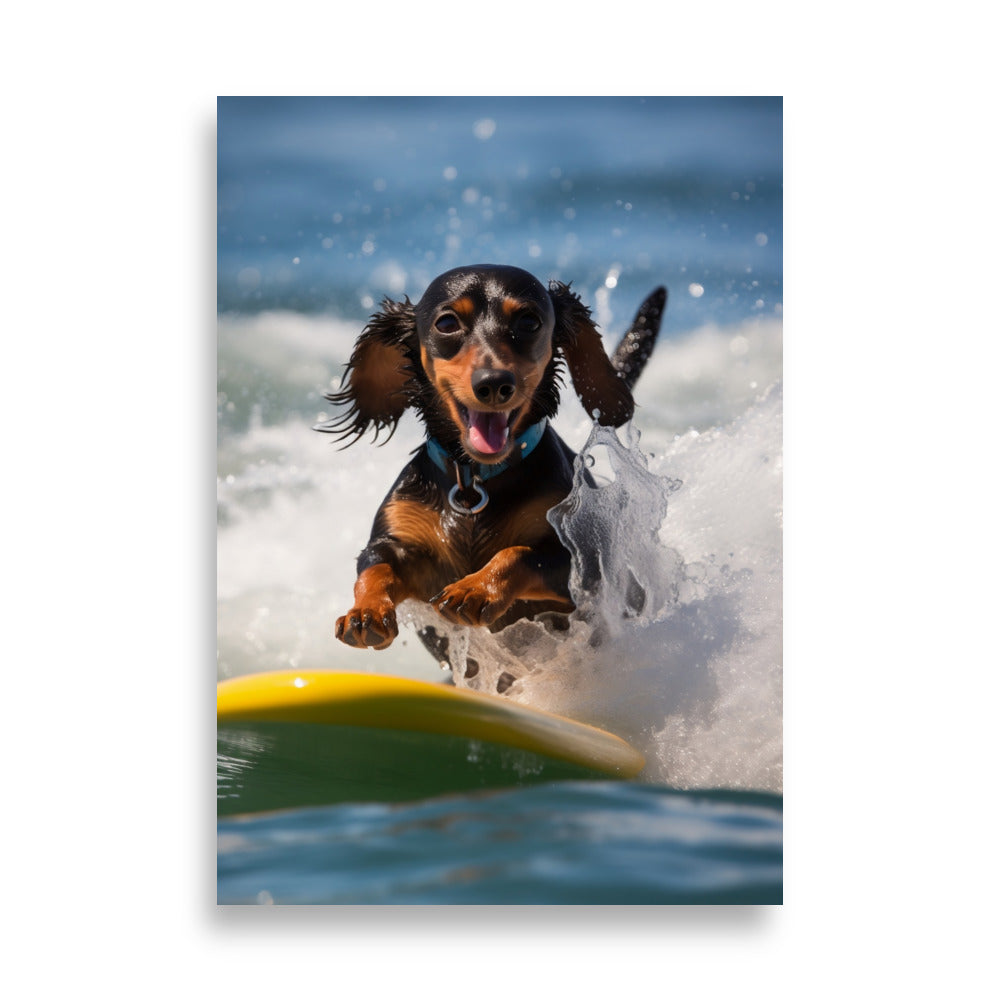 Surfing Dachshund poster - Posters - EMELART