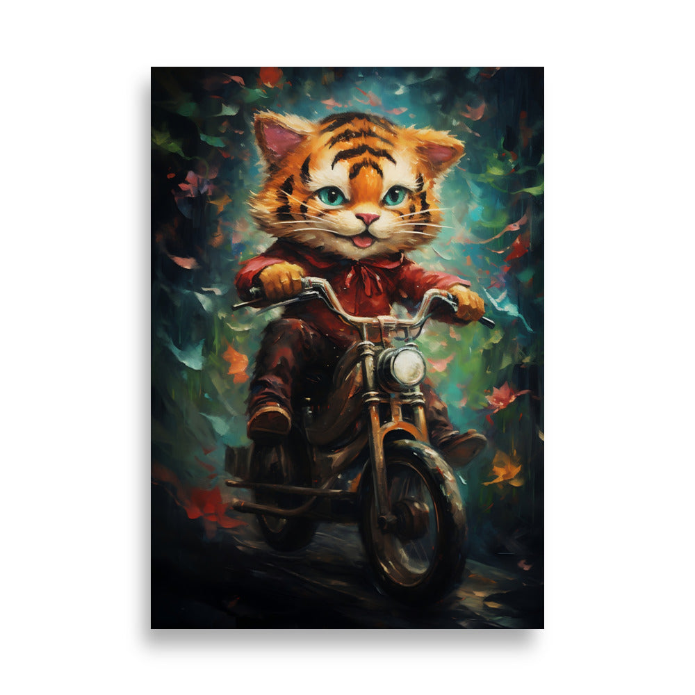 Tiger riding bike poster - Posters - EMELART