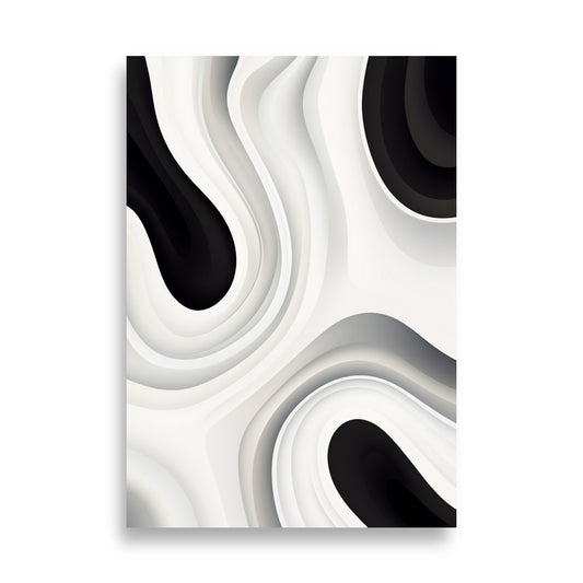 Soft waves black and white poster - Posters - EMELART