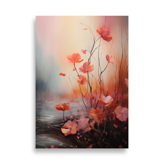 Flowers in abstract landscape