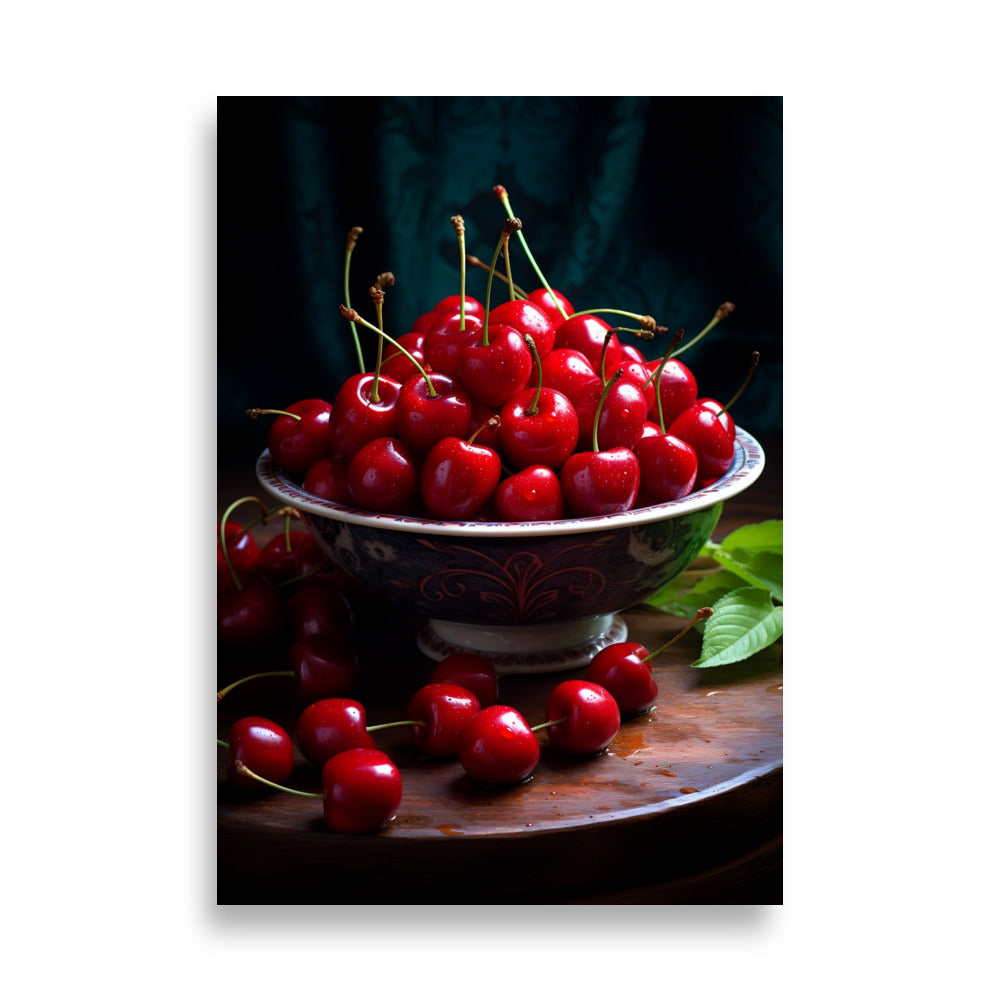 Bowl of cherries poster - Posters - EMELART