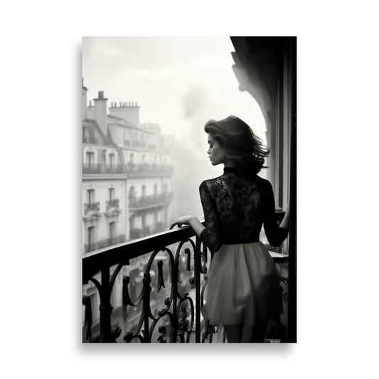 Woman on a balcony in Paris