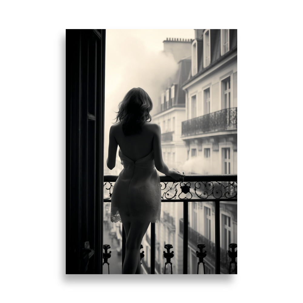 Woman on a balcony in Paris poster - Posters - EMELART