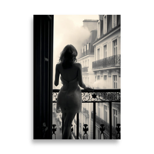 Woman on a balcony in Paris