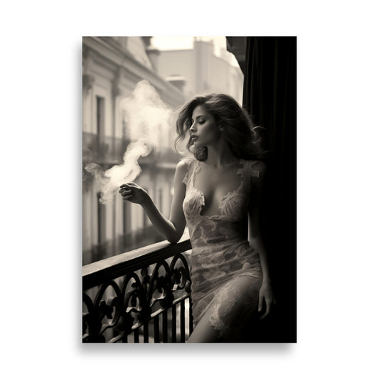 Woman on a balcony in Paris