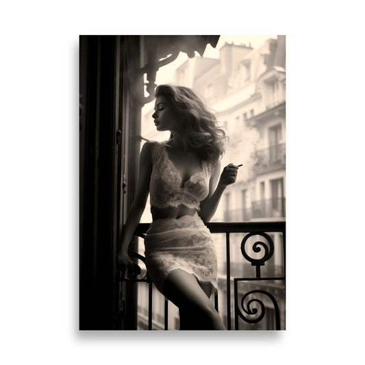 Woman on a balcony in Paris poster - Posters - EMELART