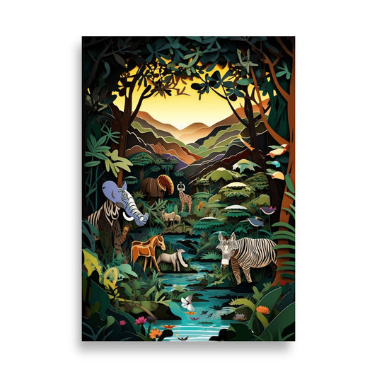 Jungle in paper cut style poster - Posters - EMELART