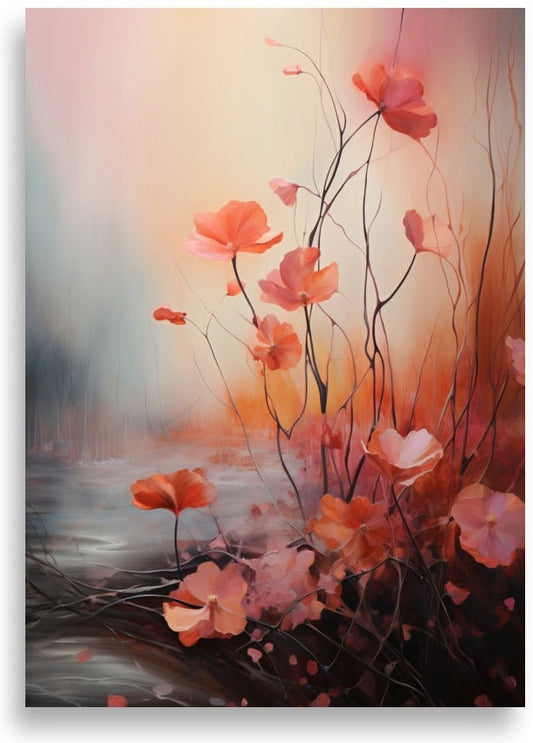 Flowers in abstract landscape – poster