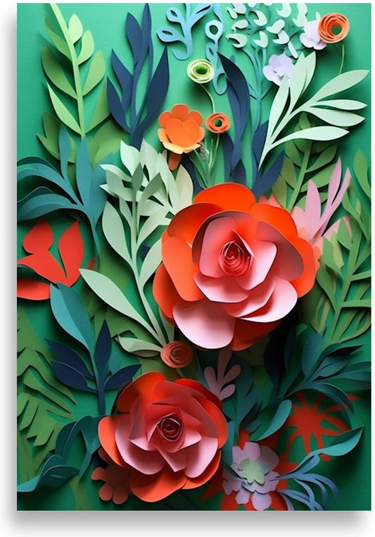 Flowers in paper cut style