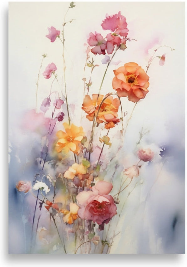 Flowers in watercolor – Pink wildflowers