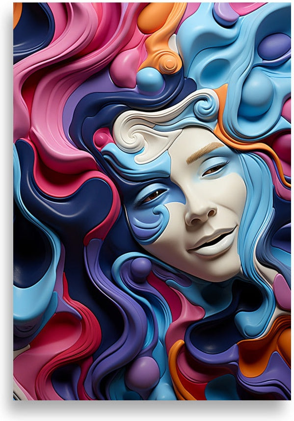 Fluid art i 3d med ansikte