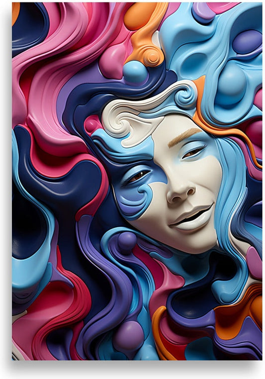 Fluid art i 3d med ansikte
