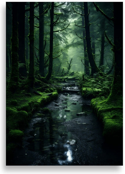 Skog – Frodig skog och vatten – poster