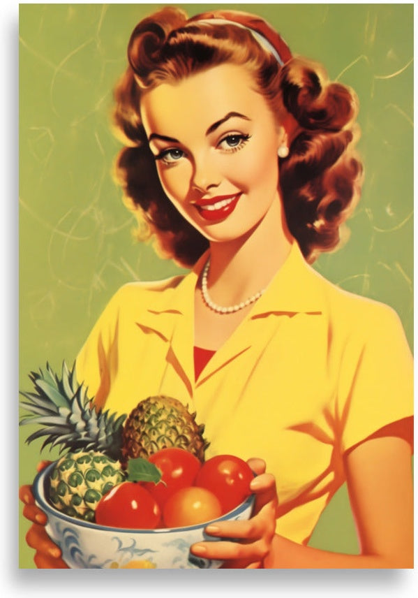 Fruktskål - Vintage – Kvinna med fruktskål