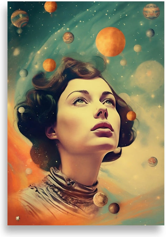 Girl surrounded by universe