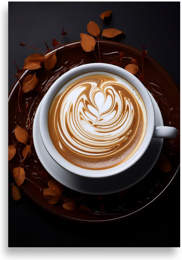 Latte art – Hjärta med höstlöv