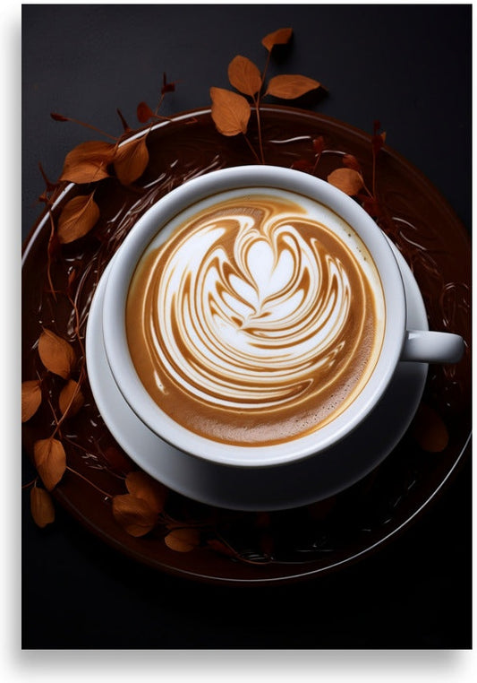 Latte art – Hjärta med höstlöv