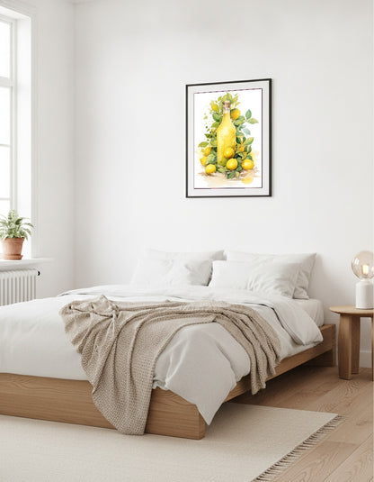 Lemonad – Lemonadflaska med citroner i sovrummet