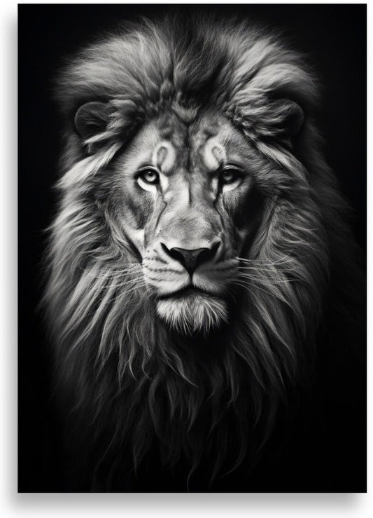 Lion – Black and white lion portrait – poster