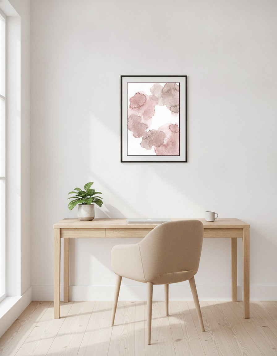 Rosa akvarellmoln i kontoret